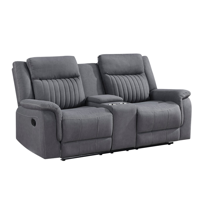 Dean Double Reclining Loveseat with Center Console in Gray - 9646GY-2 - FAMSA Furniture (TX)