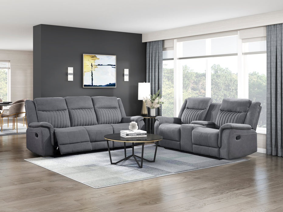 Dean Double Reclining Loveseat with Center Console in Gray - 9646GY-2 - FAMSA Furniture (TX)