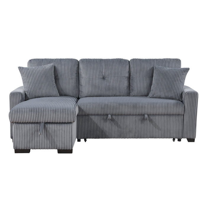 Rhett 3-Piece Reversible Sectional with Pull-out Bed and Hidden Storage in Gray - 9649DG*SC - FAMSA Furniture (TX)