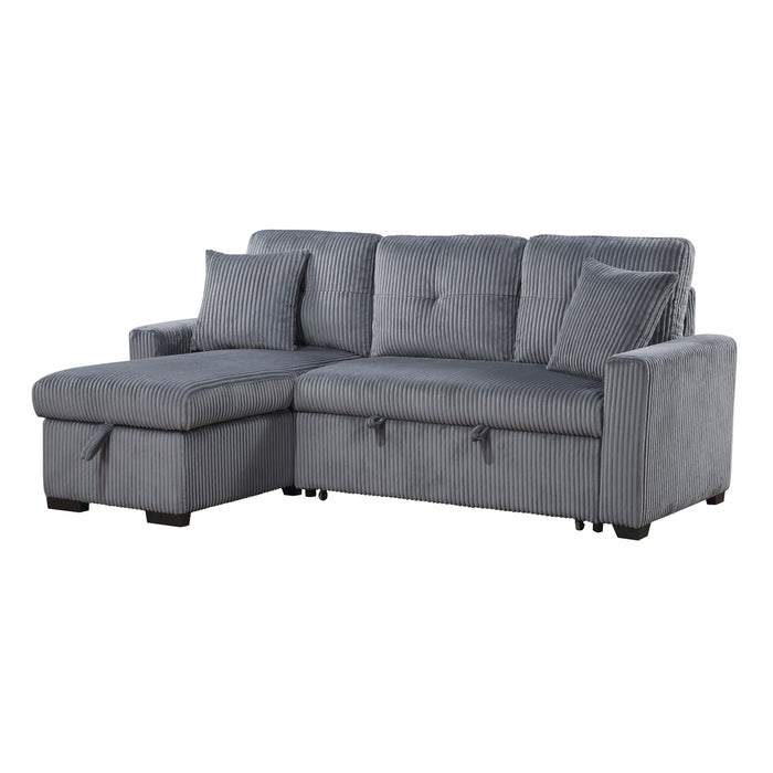 Rhett 3-Piece Reversible Sectional with Pull-out Bed and Hidden Storage in Gray - 9649DG*SC - FAMSA Furniture (TX)