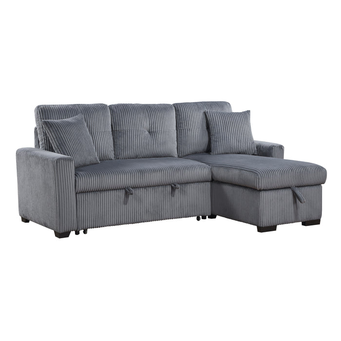 Rhett 3-Piece Reversible Sectional with Pull-out Bed and Hidden Storage in Gray - 9649DG*SC - FAMSA Furniture (TX)