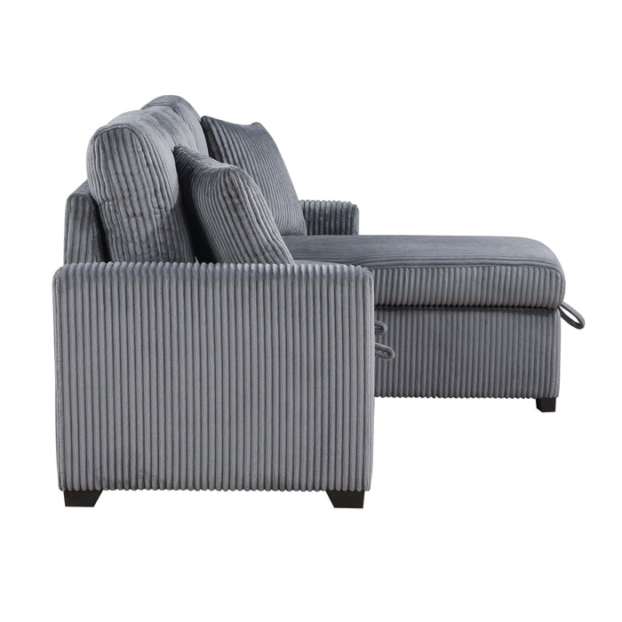 Rhett 3-Piece Reversible Sectional with Pull-out Bed and Hidden Storage in Gray - 9649DG*SC - FAMSA Furniture (TX)