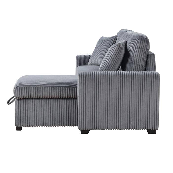 Rhett 3-Piece Reversible Sectional with Pull-out Bed and Hidden Storage in Gray - 9649DG*SC - FAMSA Furniture (TX)