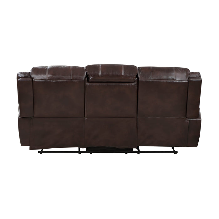 Center Hill DOUBLE RECLINING SOFA WITH CENTER DROP-DOWN CUP HOLDERS in Brown - 9668NBR-3 - FAMSA Furniture (TX)