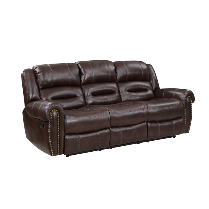 Center Hill DOUBLE RECLINING SOFA WITH CENTER DROP-DOWN CUP HOLDERS in Brown - 9668NBR-3 - FAMSA Furniture (TX)