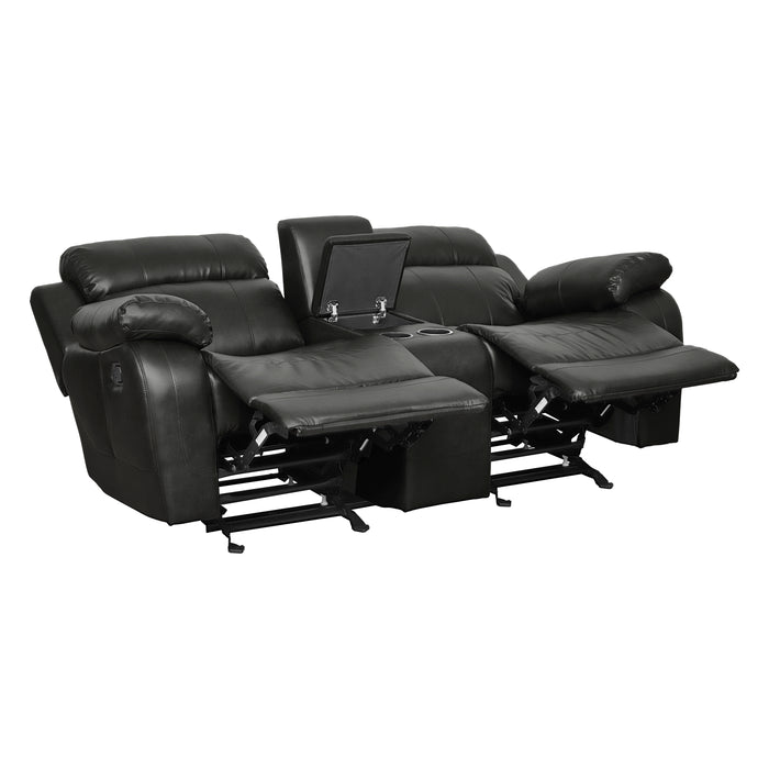 Marille Double Glider Reclining Loveseat with Center Console in Black - 9724BLK-2 - FAMSA Furniture (TX)