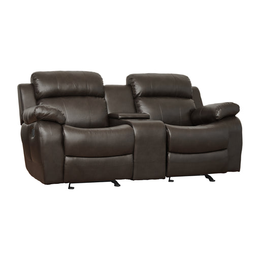 Marille Double Glider Reclining Loveseat with Center Console in Brown - 9724BRW-2 - FAMSA Furniture (TX)