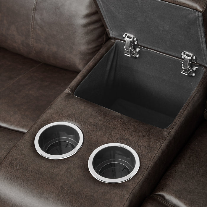 Marille Double Glider Reclining Loveseat with Center Console in Brown - 9724BRW-2 - FAMSA Furniture (TX)