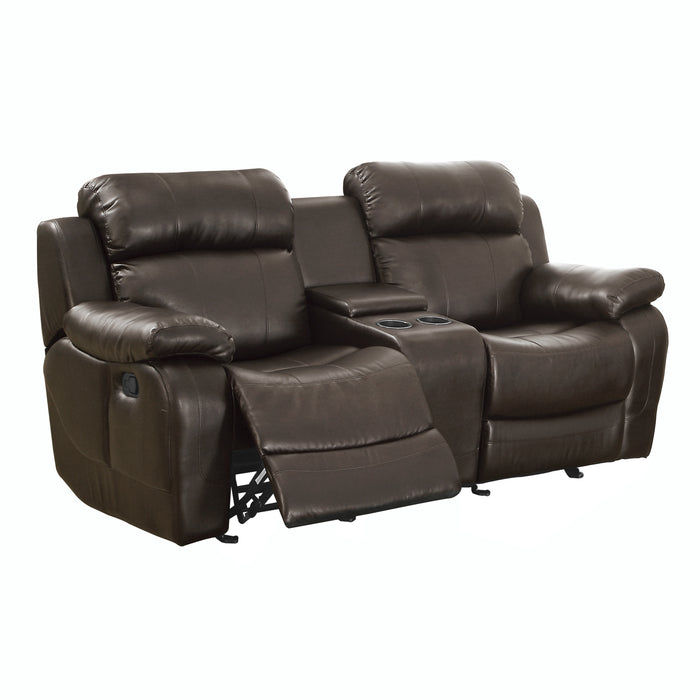 Marille Double Glider Reclining Loveseat with Center Console in Brown - 9724BRW-2 - FAMSA Furniture (TX)
