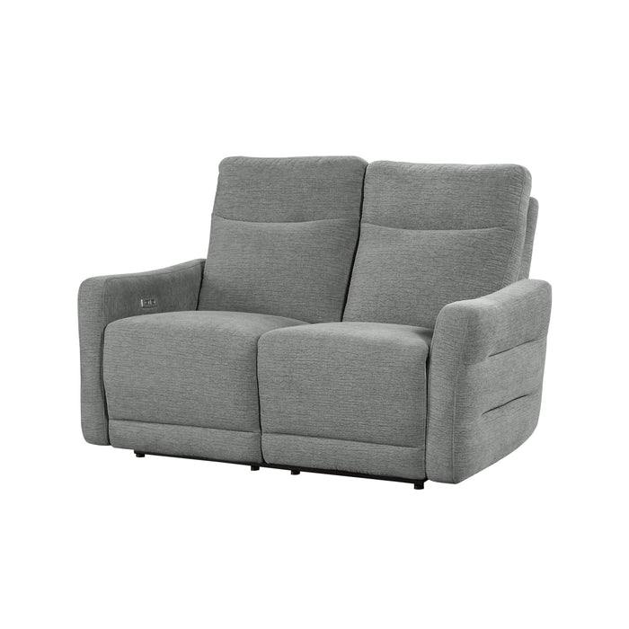 Edition Power Double Lay Flat Reclining Loveseat with Power Headrests and USB Ports in Gray - 9804DV-2PWH - FAMSA Furniture (TX)