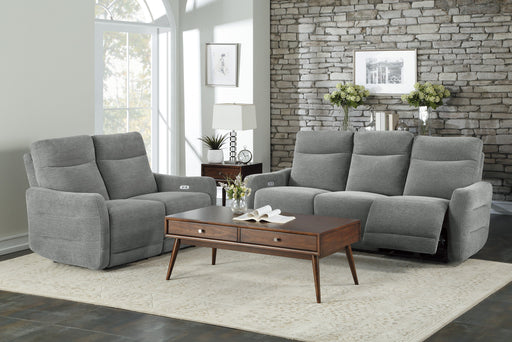 Edition Power Double Lay Flat Reclining Sofa with Power Headrests and USB Ports in Gray - 9804DV-3PWH - FAMSA Furniture (TX)