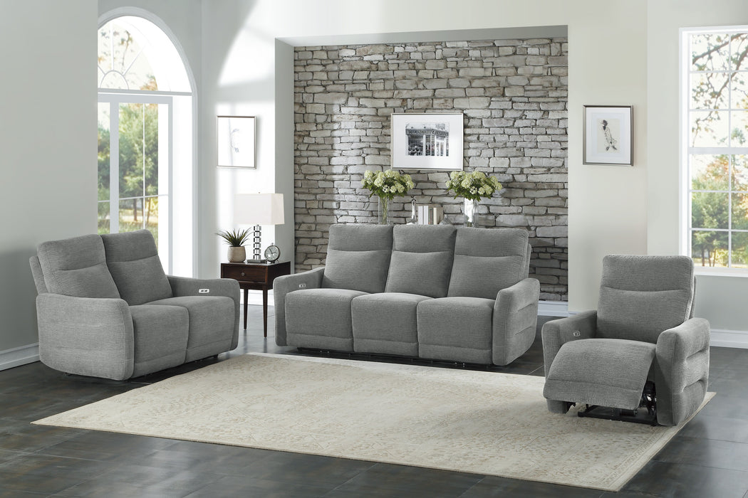 Edition Power Double Lay Flat Reclining Sofa with Power Headrests and USB Ports in Gray - 9804DV-3PWH - FAMSA Furniture (TX)