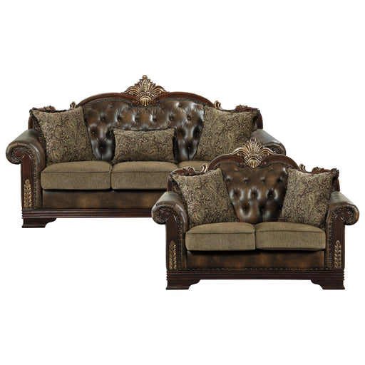 Croydon 2pc Set: Sofa, Love in Brown - 9815*2 - FAMSA Furniture (TX)