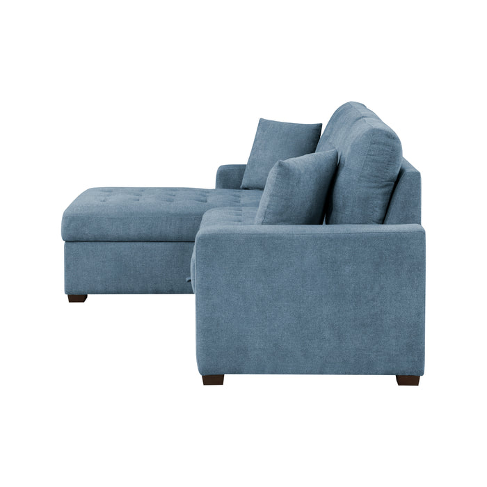 Waitsfield 2-Piece Sectional with Left Chaise, Pull-out Bed and Hidden Storage in Blue - 9816BU*2LCRL - FAMSA Furniture (TX)