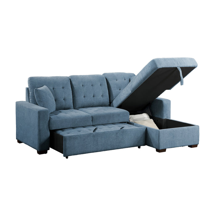 Waitsfield 2-Piece Sectional with Right Chaise, Pull-out Bed and Hidden Storage in Blue - 9816BU*2LLRC - FAMSA Furniture (TX)