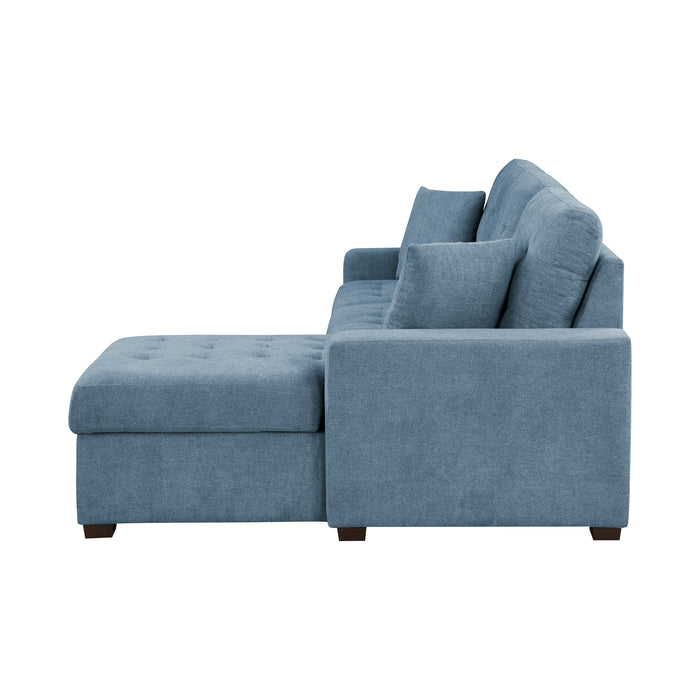 Waitsfield 2-Piece Sectional with Right Chaise, Pull-out Bed and Hidden Storage in Blue - 9816BU*2LLRC - FAMSA Furniture (TX)