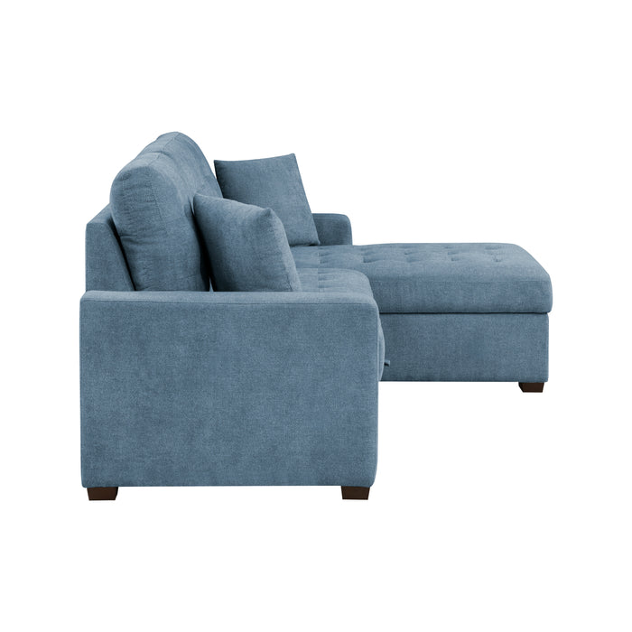 Waitsfield 2-Piece Sectional with Right Chaise, Pull-out Bed and Hidden Storage in Blue - 9816BU*2LLRC - FAMSA Furniture (TX)