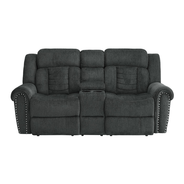 Nutmeg Double Reclining Loveseat with Center Console in Gray - 9901CC-2 - FAMSA Furniture (TX)