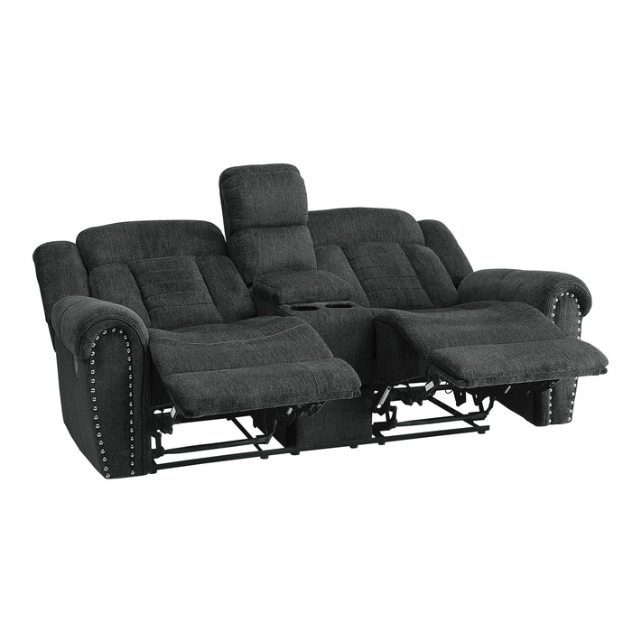 Nutmeg Double Reclining Loveseat with Center Console in Gray - 9901CC-2 - FAMSA Furniture (TX)