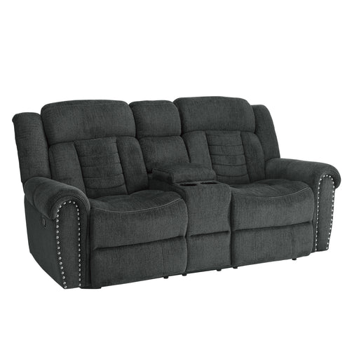 Nutmeg Double Reclining Loveseat with Center Console in Gray - 9901CC-2 - FAMSA Furniture (TX)