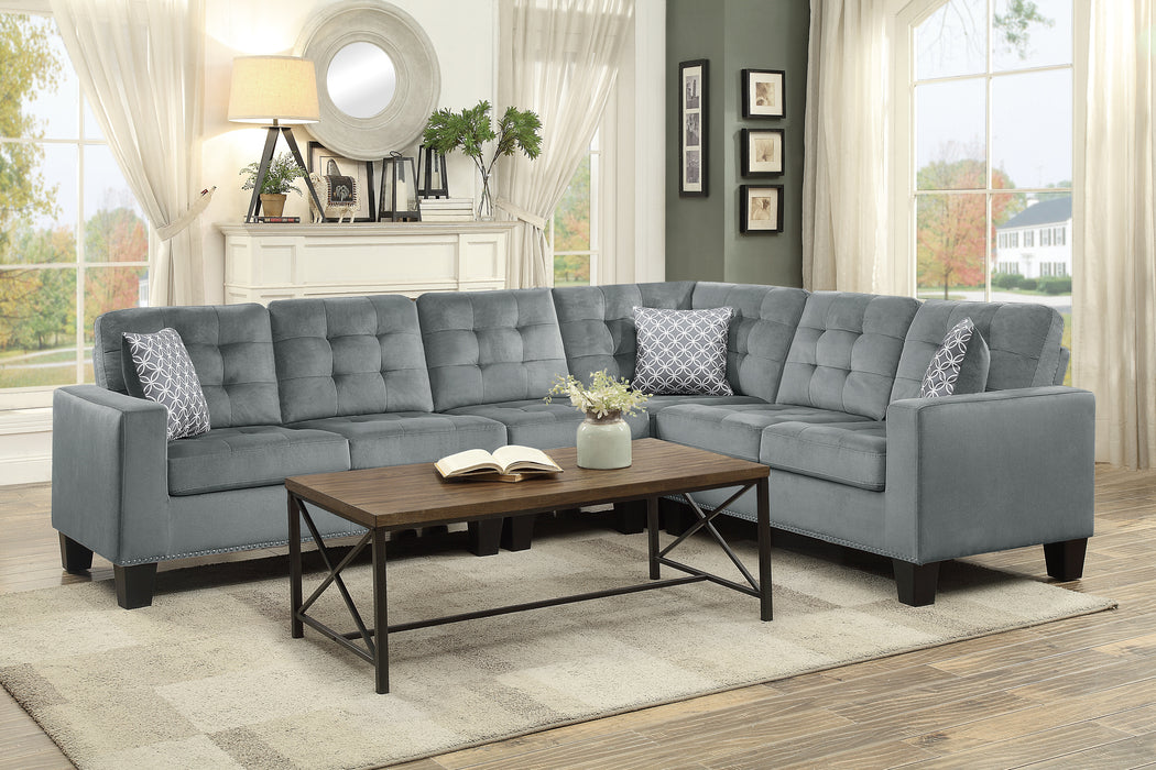Lantana 2-Piece Reversible Sectional in Gray - 9957GY*SC - FAMSA Furniture (TX)