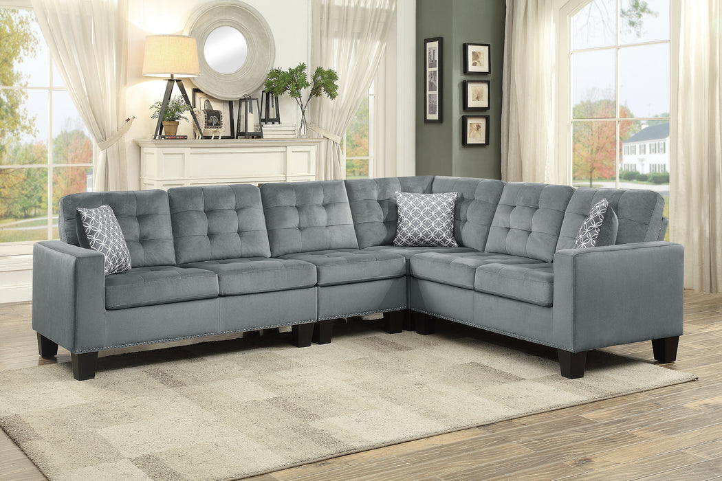 Lantana 2-Piece Reversible Sectional in Gray - 9957GY*SC - FAMSA Furniture (TX)