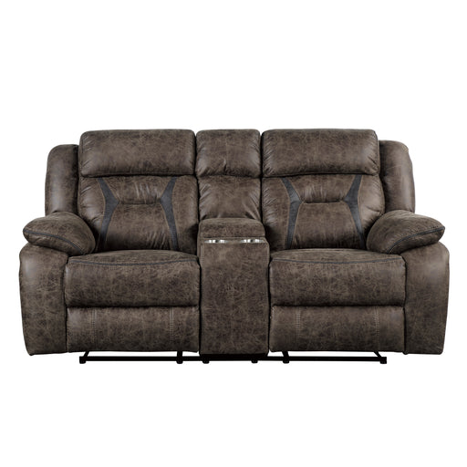 Madrona Hill Double Reclining Loveseat with Center Console in Brown - 9989DB-2 - FAMSA Furniture (TX)