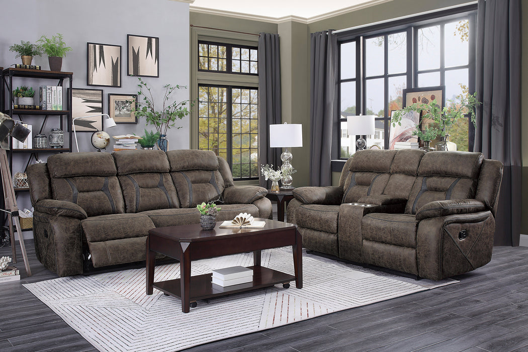 Madrona Hill Double Reclining Loveseat with Center Console in Brown - 9989DB-2 - FAMSA Furniture (TX)