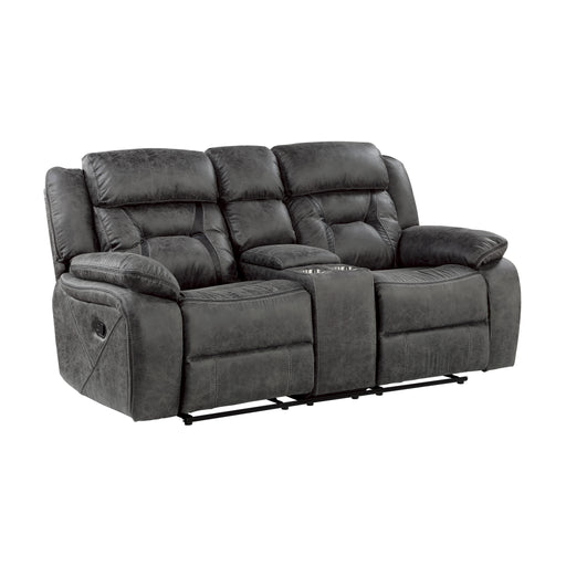 Madrona Hill Double Reclining Loveseat with Center Console in Gray - 9989GY-2 - FAMSA Furniture (TX)