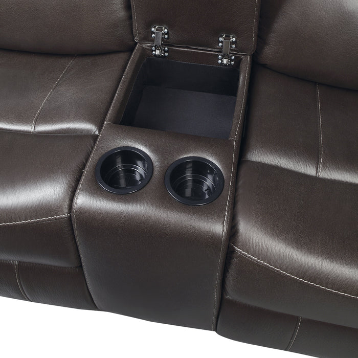 Yerba Double Lay Flat Reclining Loveseat with Center Console in Brown - 9990DB-2 - FAMSA Furniture (TX)