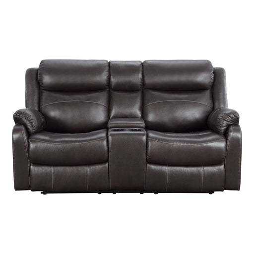 Yerba Double Lay Flat Reclining Loveseat with Center Console in Brown - 9990DB-2 - FAMSA Furniture (TX)
