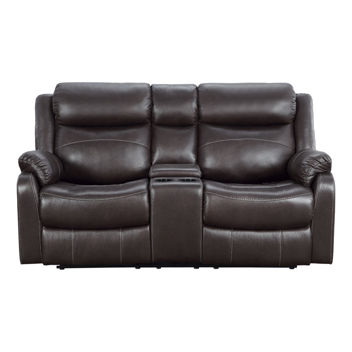 Yerba Double Lay Flat Reclining Loveseat with Center Console in Brown - 9990DB-2 - FAMSA Furniture (TX)