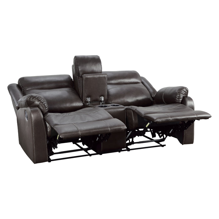 Yerba Double Lay Flat Reclining Loveseat with Center Console in Brown - 9990DB-2 - FAMSA Furniture (TX)