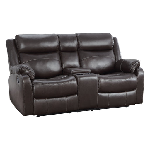 Yerba Double Lay Flat Reclining Loveseat with Center Console in Brown - 9990DB-2 - FAMSA Furniture (TX)