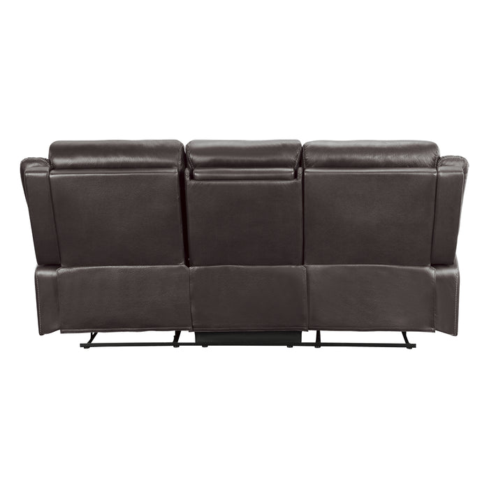Yerba Double Lay Flat Reclining Sofa with Center Drop-Down Cup Holders in Brown - 9990DB-3 - FAMSA Furniture (TX)