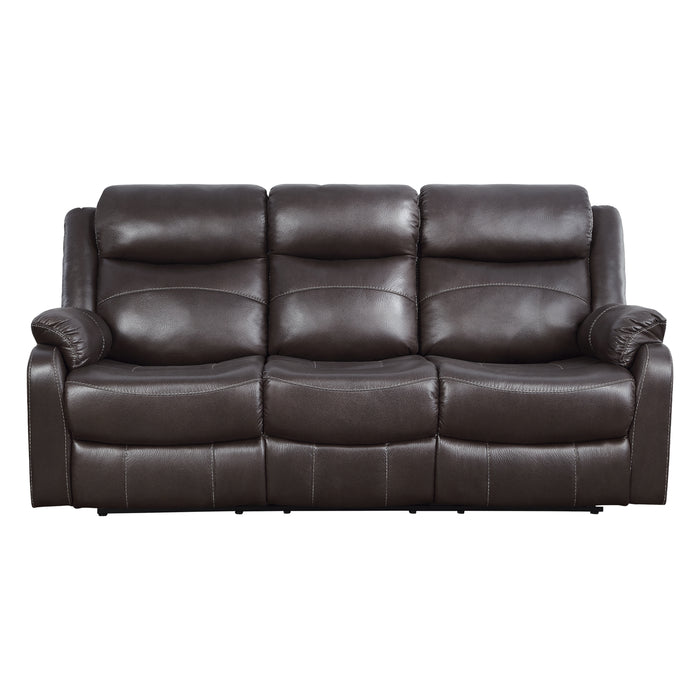 Yerba Double Lay Flat Reclining Sofa with Center Drop-Down Cup Holders in Brown - 9990DB-3 - FAMSA Furniture (TX)