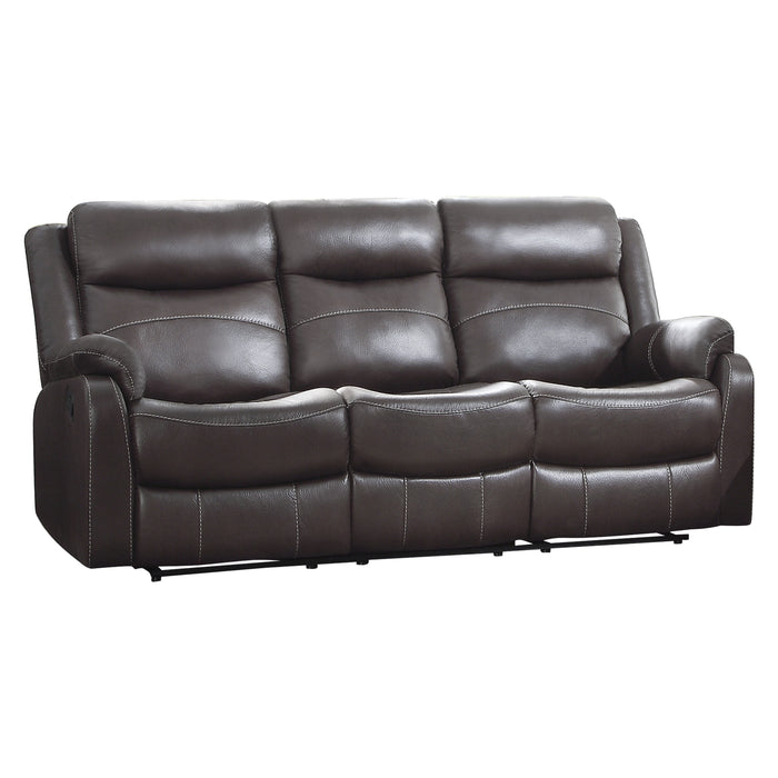 Yerba Double Lay Flat Reclining Sofa with Center Drop-Down Cup Holders in Brown - 9990DB-3 - FAMSA Furniture (TX)