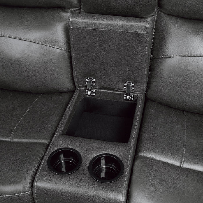 Yerba Double Lay Flat Reclining Loveseat with Center Console in Gray - 9990GY-2 - FAMSA Furniture (TX)