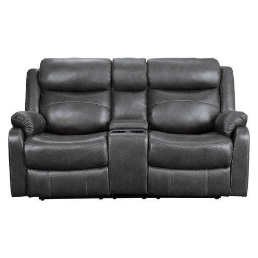 Yerba Double Lay Flat Reclining Loveseat with Center Console in Gray - 9990GY-2 - FAMSA Furniture (TX)