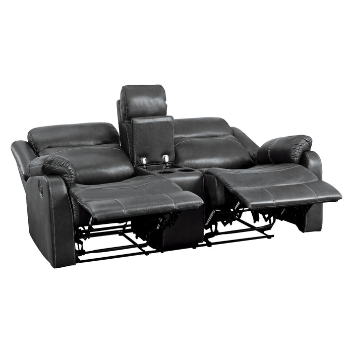 Yerba Double Lay Flat Reclining Loveseat with Center Console in Gray - 9990GY-2 - FAMSA Furniture (TX)
