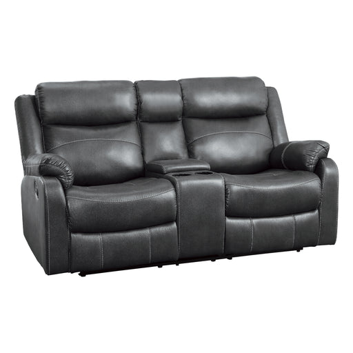 Yerba Double Lay Flat Reclining Loveseat with Center Console in Gray - 9990GY-2 - FAMSA Furniture (TX)
