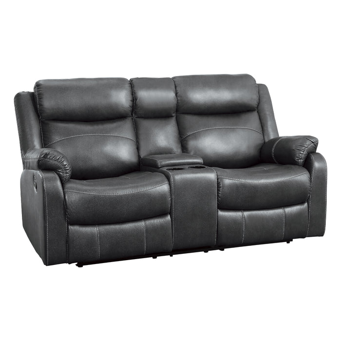 Yerba Double Lay Flat Reclining Loveseat with Center Console in Gray - 9990GY-2 - FAMSA Furniture (TX)