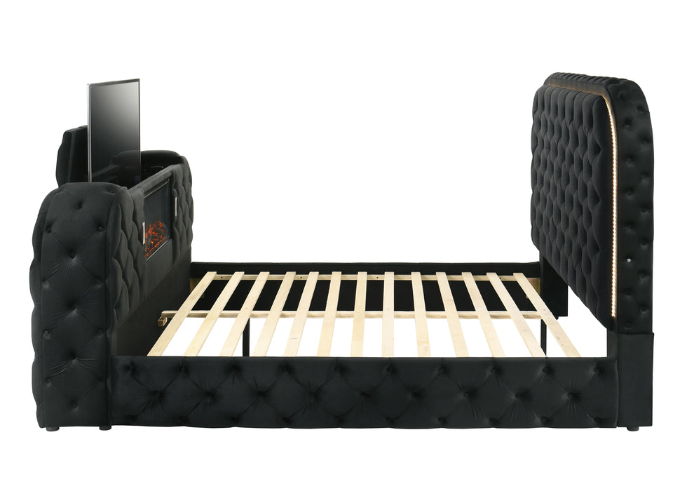 Kana Queen Bed w/LED, Fireplace & TV Cabinet - Image 12