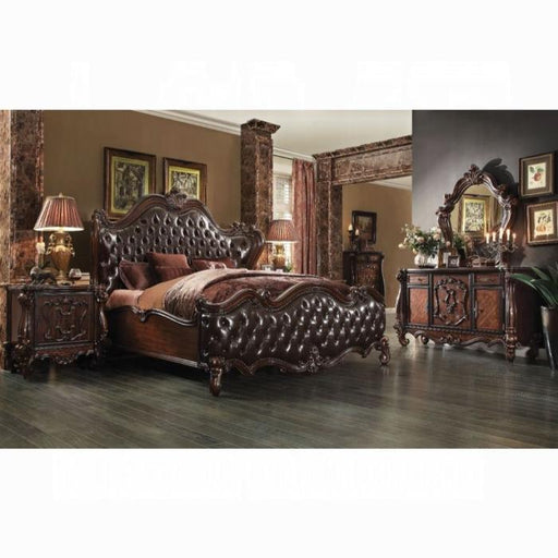 Versailles 2-Tone Dark Brown PU & Cherry Oak Eastern King Bed - FAMSA Furniture (TX)