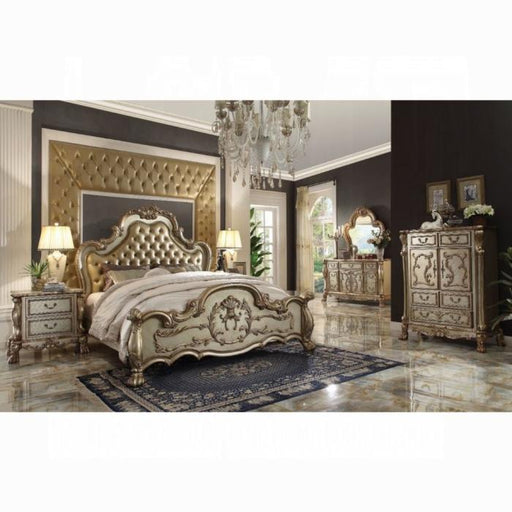 Dresden Bone PU & Gold Patina California King Bed - FAMSA Furniture (TX)