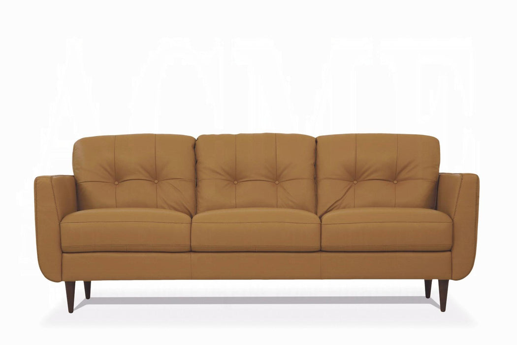 Radwan Camel Leather Sofa - FAMSA Furniture (TX)