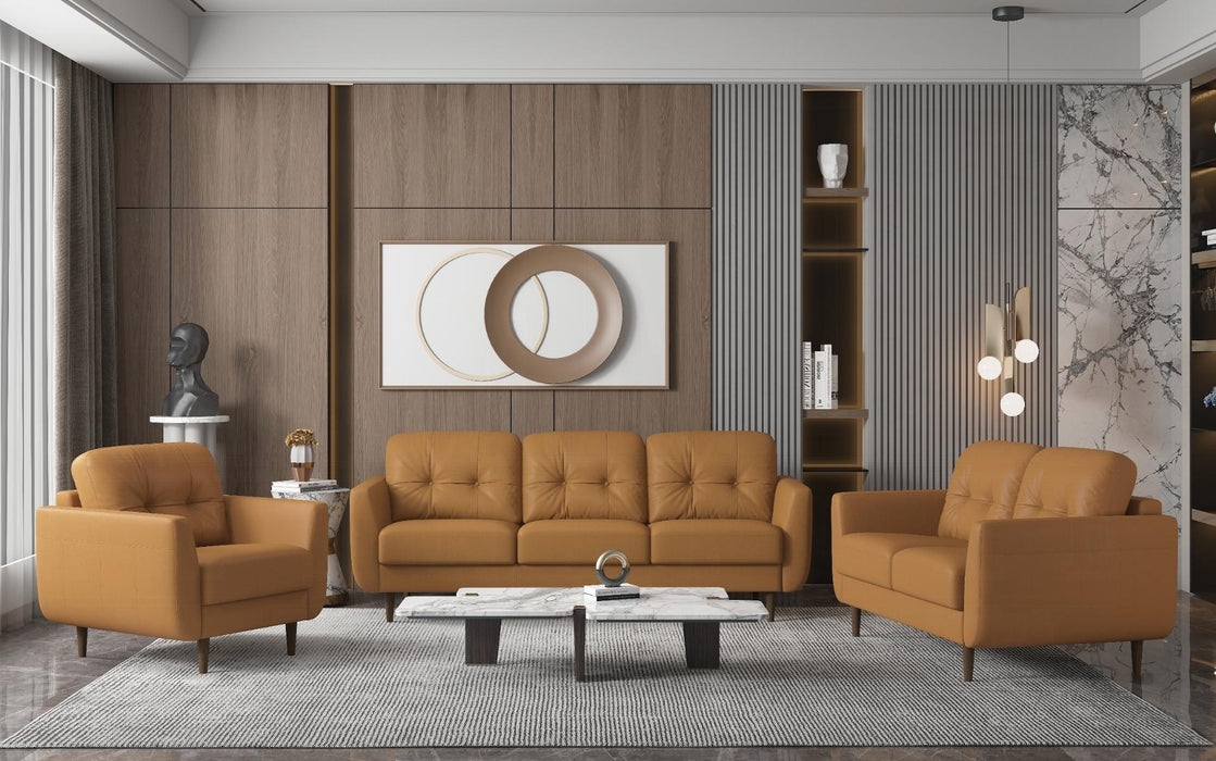 Radwan Camel Leather Sofa - FAMSA Furniture (TX)