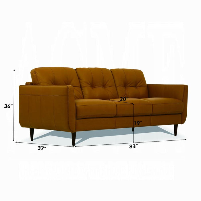 Radwan Camel Leather Sofa - FAMSA Furniture (TX)