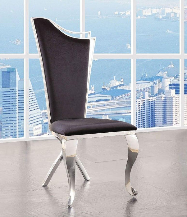 ACME Cyrene Faux Fabric Side Chair (Set of 2) in Stainless Steel 62079 - FAMSA Furniture (TX)