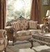 Acme Ragenardus Loveseat with 2 Pillows in Fabric & Vintage Oak 56031 - FAMSA Furniture (TX)